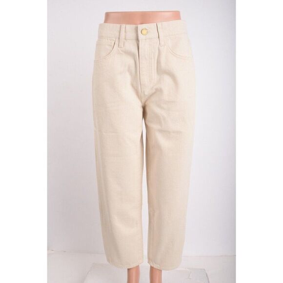 Triarchy Womens High Rise Relaxed Cropped Jeans Denim Off White US 6 EU 28 New - Picture 1 of 8